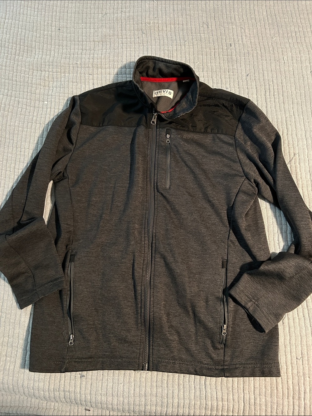 Orvis Men's Dark Gray Full-Zip Jacket with Black Yoke